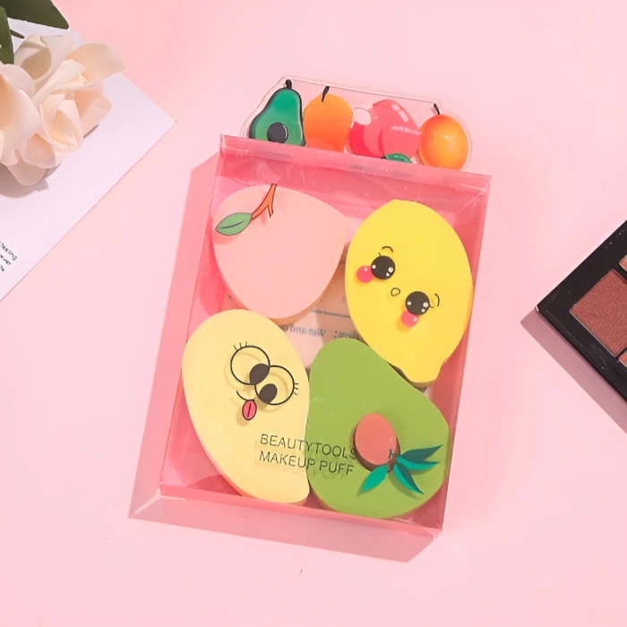 Set de 4 esponjas de maquillaje en forma de fruta