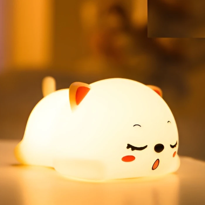 Luz nocturna de gato roncador de silicona
