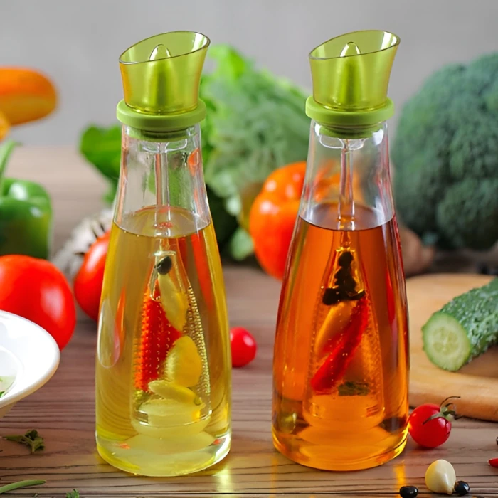 Botella de aceite de vidrio